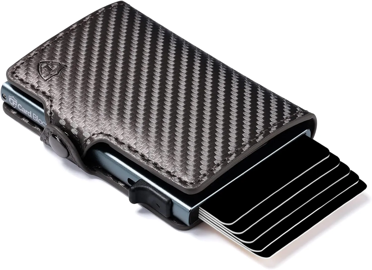 Card Blocr Credit Card Wallet | PU Carbon Fiber RFID Blocking Wallet - LIFETIME GUARANTEE