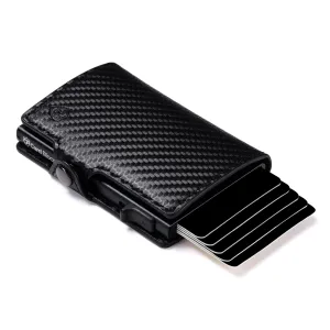 Card Blocr Credit Card Wallet | PU Carbon Fiber RFID Blocking Wallet - LIFETIME GUARANTEE