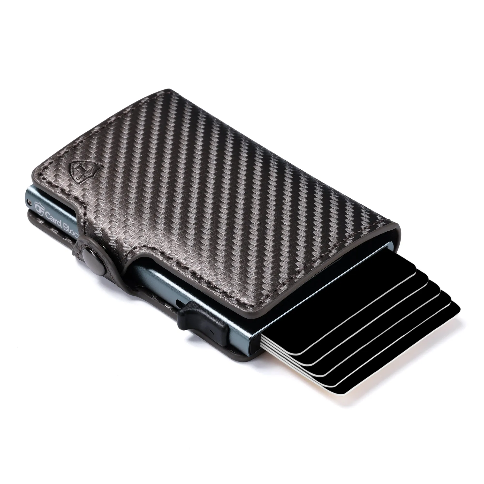 Card Blocr Credit Card Wallet | PU Carbon Fiber RFID Blocking Wallet - LIFETIME GUARANTEE