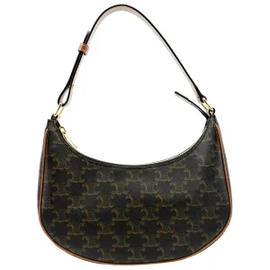CELINE Ava Triomphe Canvas Calfskin Shoulder Bag Tan
