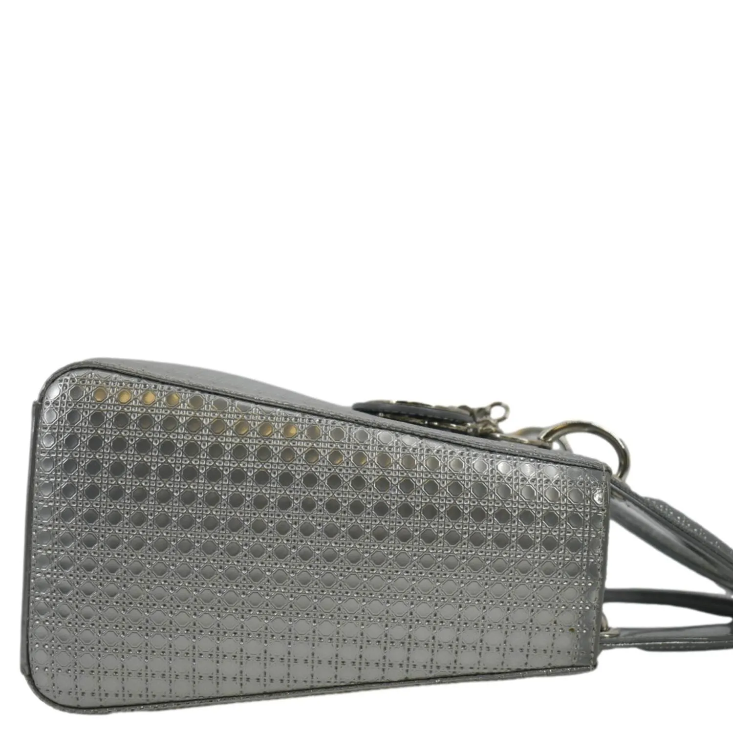 CHRISTIAN DIOR Lady Dior Micro Cannage Leather Shoulder Bag Metallic