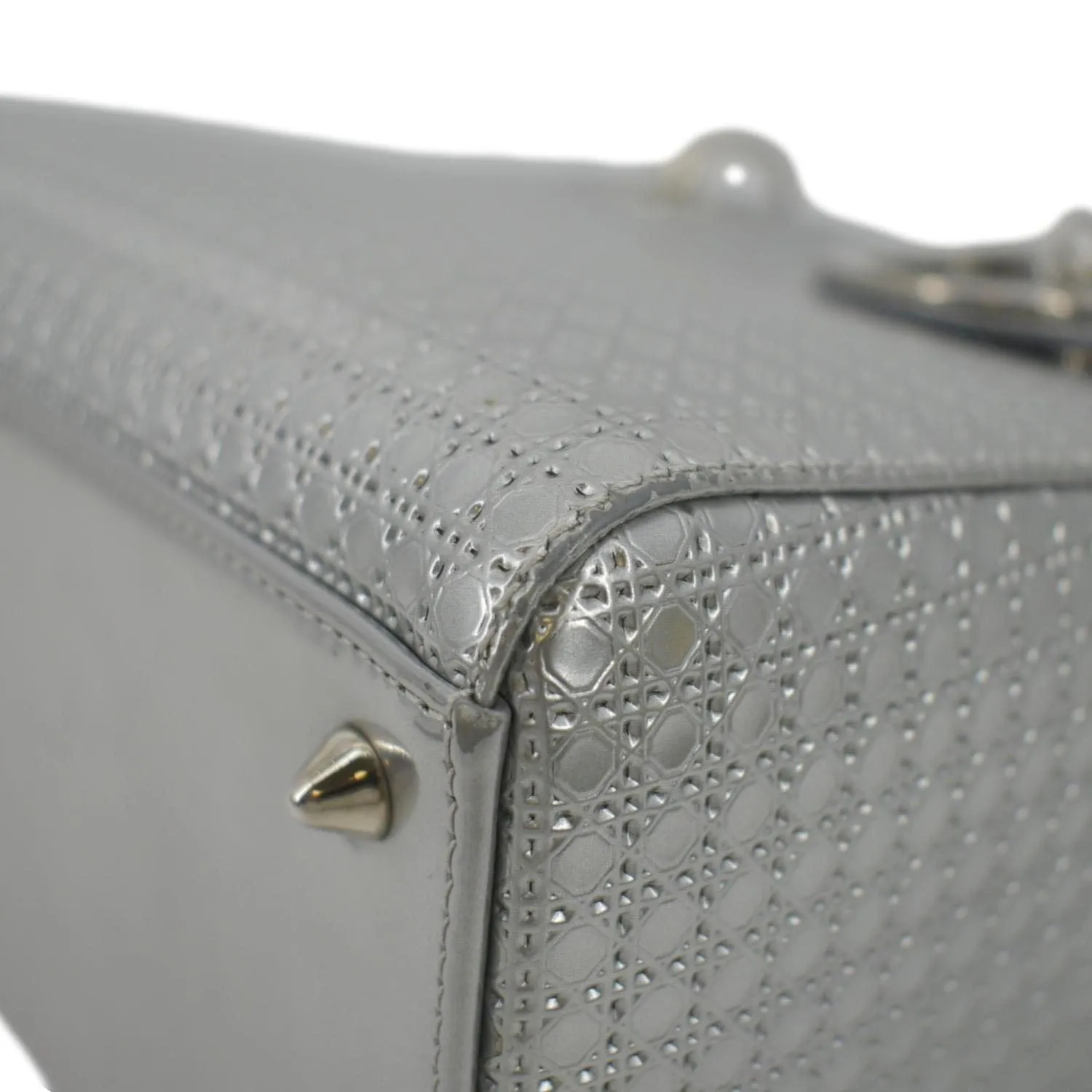 CHRISTIAN DIOR Lady Dior Micro Cannage Leather Shoulder Bag Metallic