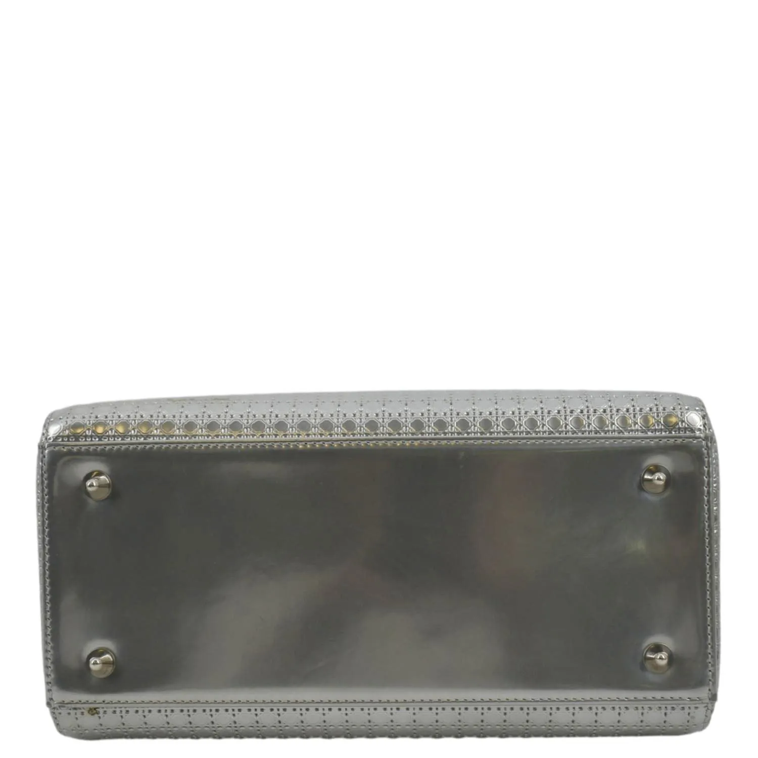 CHRISTIAN DIOR Lady Dior Micro Cannage Leather Shoulder Bag Metallic