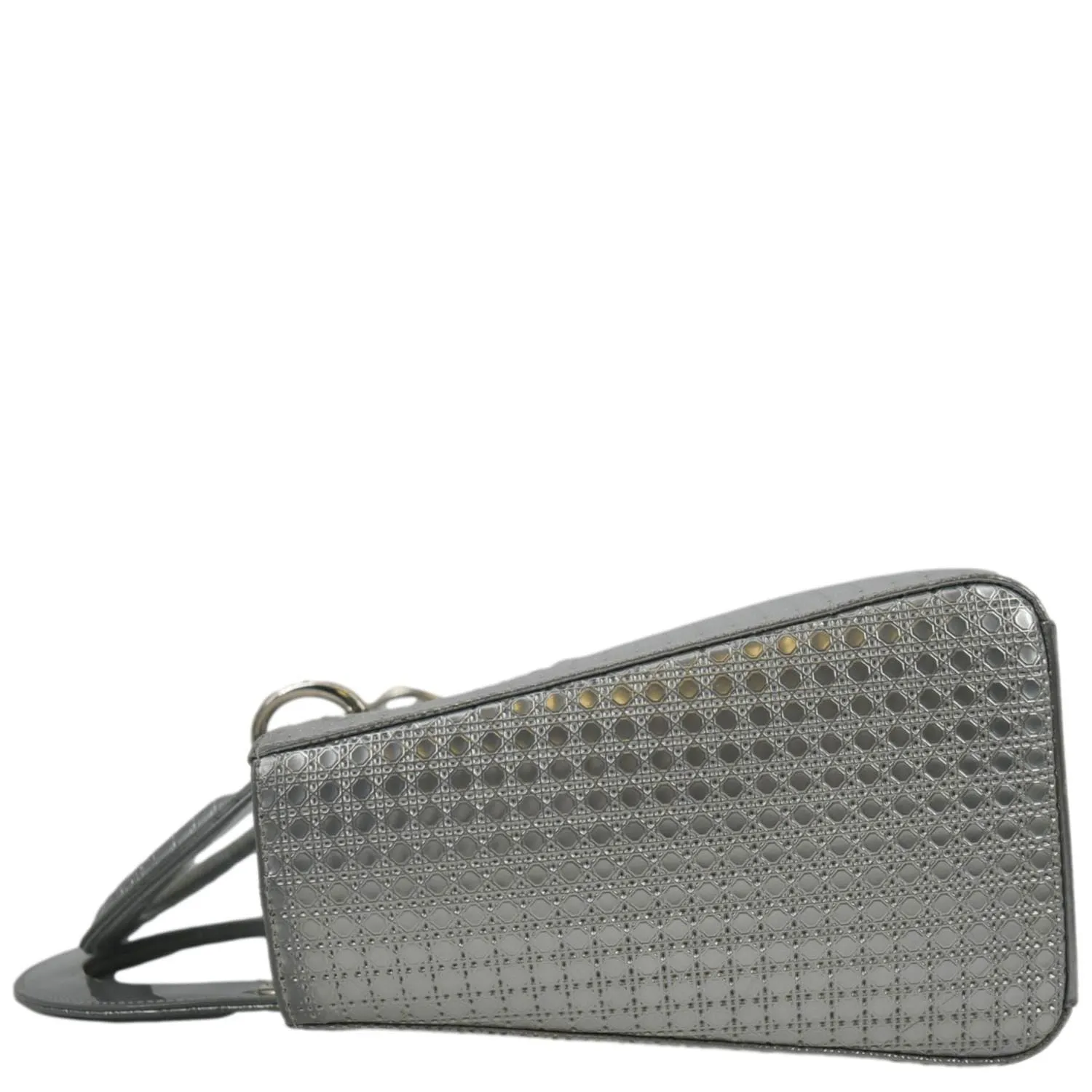 CHRISTIAN DIOR Lady Dior Micro Cannage Leather Shoulder Bag Metallic