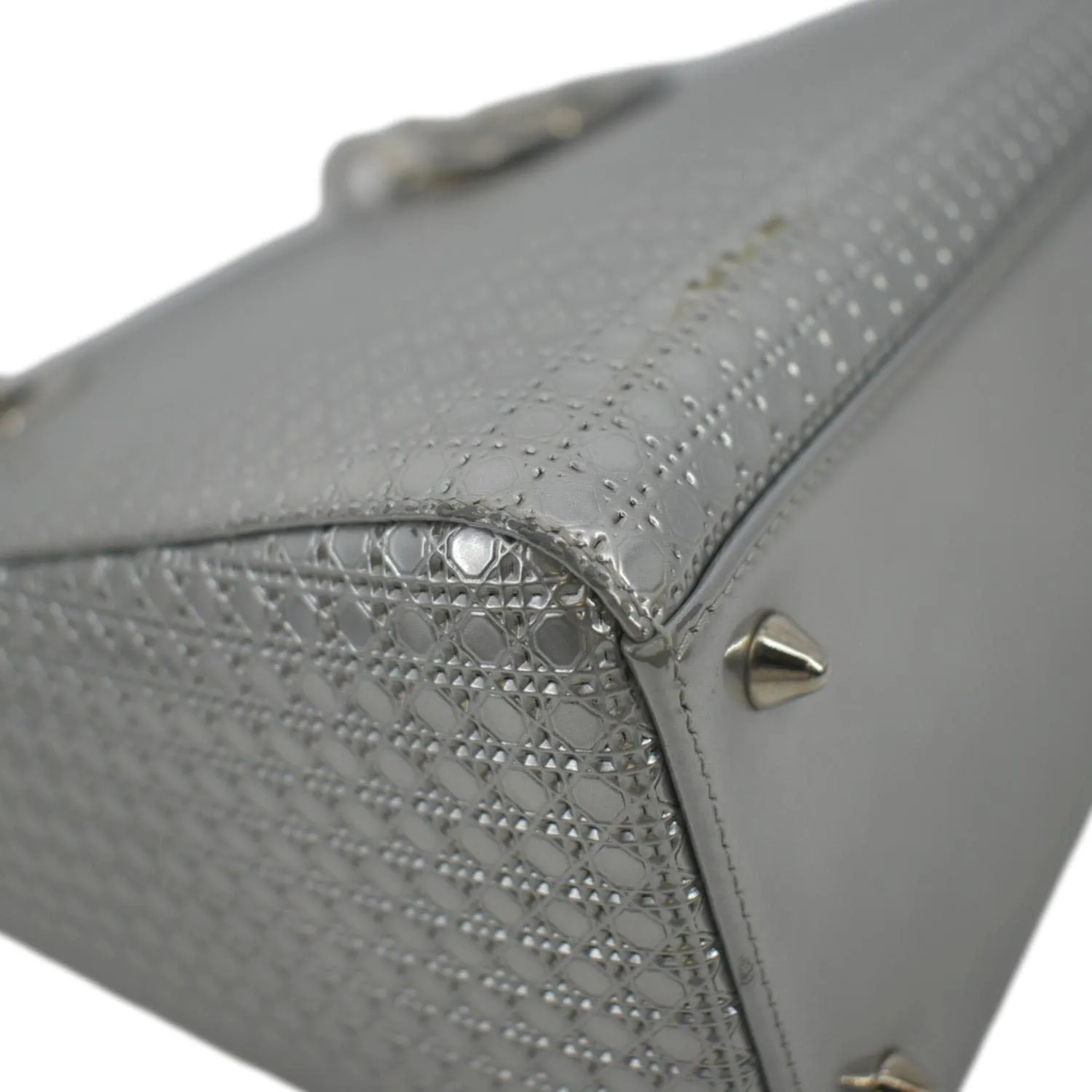 CHRISTIAN DIOR Lady Dior Micro Cannage Leather Shoulder Bag Metallic