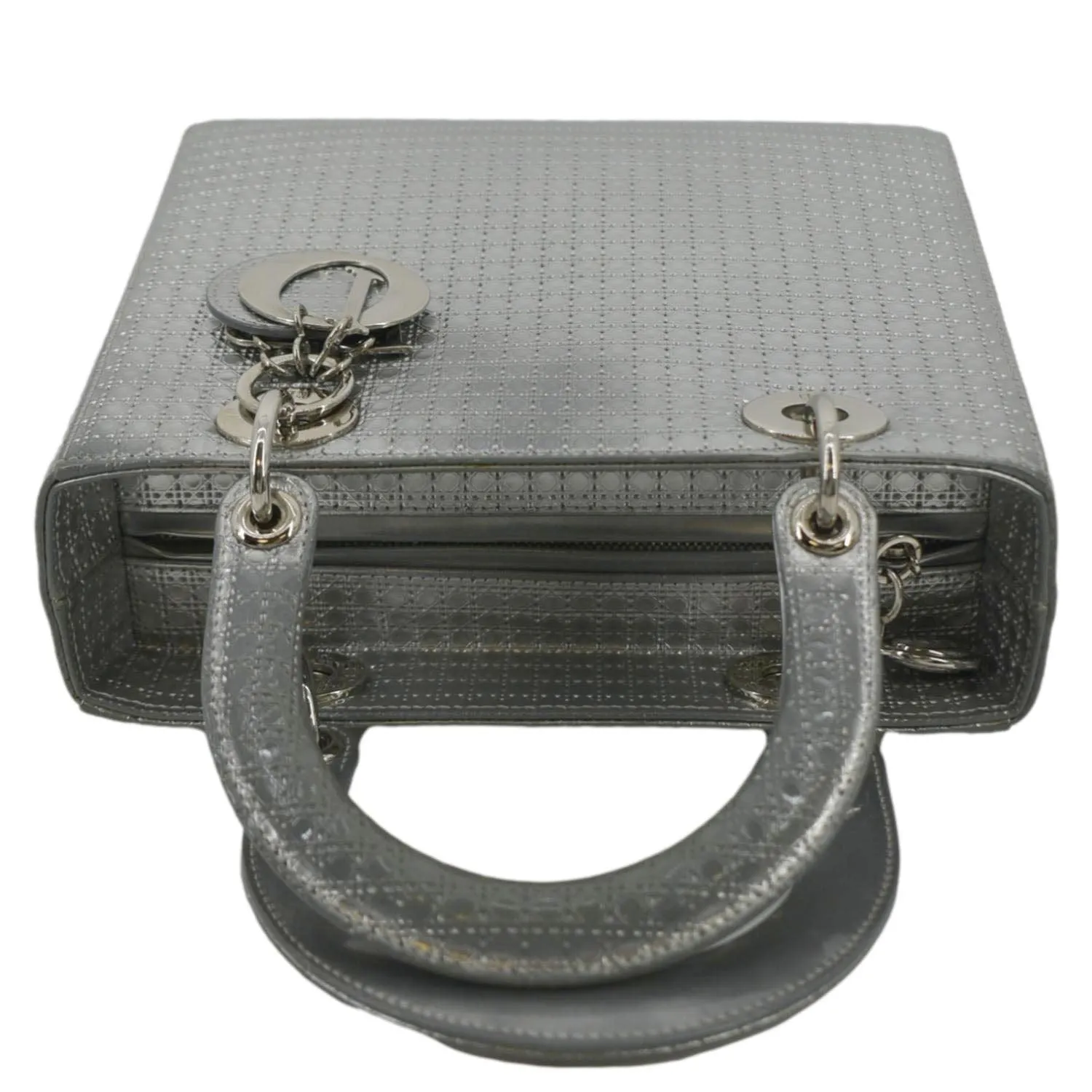 CHRISTIAN DIOR Lady Dior Micro Cannage Leather Shoulder Bag Metallic
