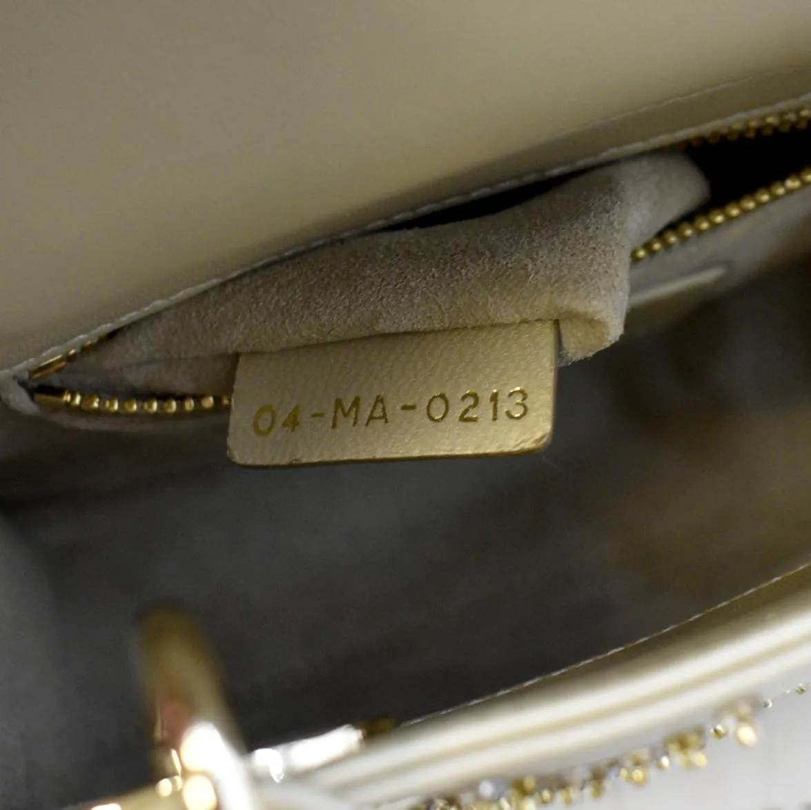 CHRISTIAN DIOR Mini Lady Dior Lambskin Leather Shoulder Bag Platinum Metallic
