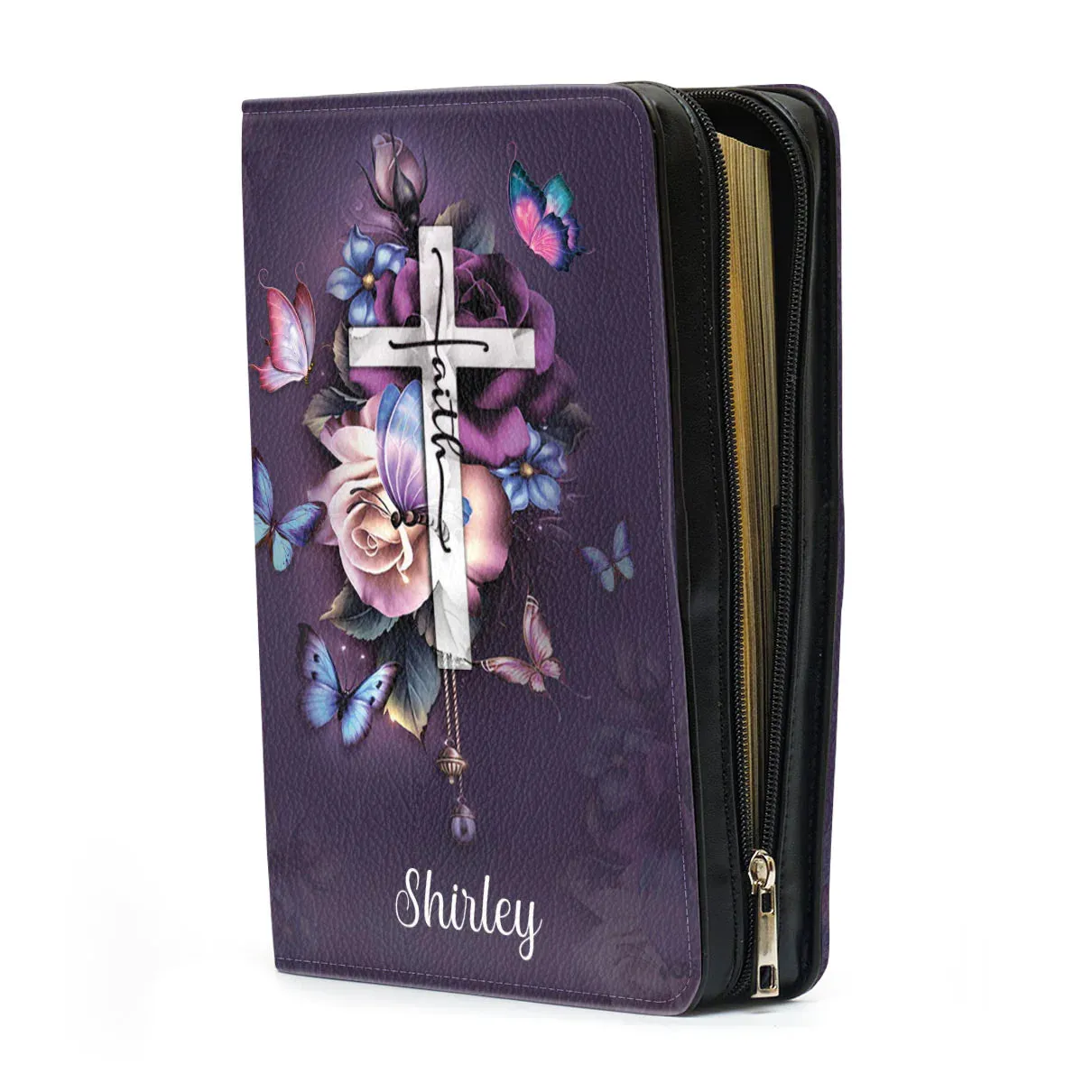 Christianart Bible Cover, Personalized Floral Bible Cover with Inspirational Lyrics - 'Be Still' Design.