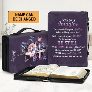 Christianart Bible Cover, Personalized Floral Bible Cover with Inspirational Lyrics - 'Be Still' Design.
