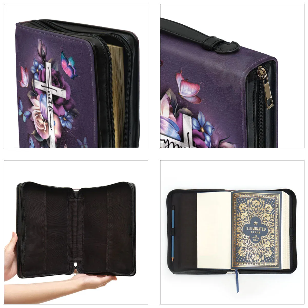 Christianart Bible Cover, Personalized Floral Bible Cover with Inspirational Lyrics - 'Be Still' Design.