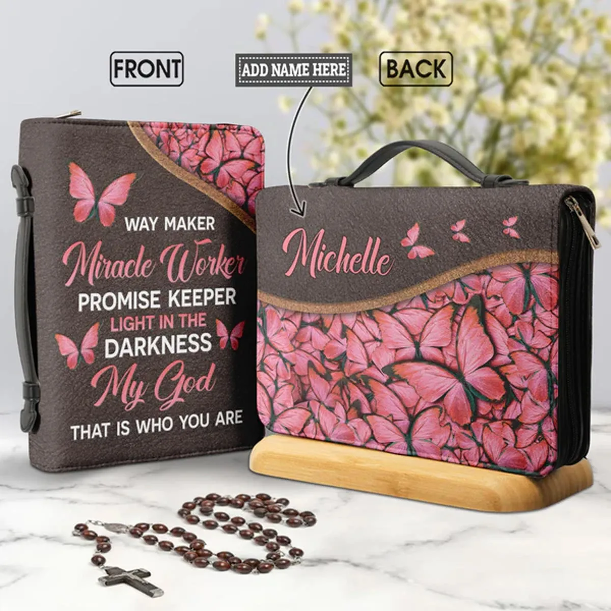 Christianartbag Bible Cover, Floral Faith Bible Cover with 'Way Maker' Lyrics, CABBBCV03010823.