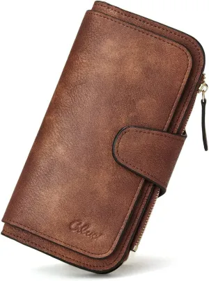 CLUCI Women Leather Clutch Wallet, RFID Blocking Trifold Card Holder