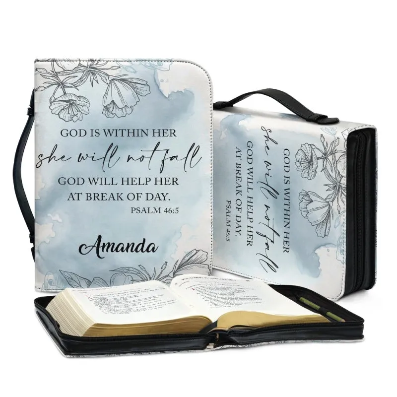 Custom Bible Cover with Psalm 46:5 Verse - Watercolor Floral Design - CHRISTIANARTBAG CAB04030324.