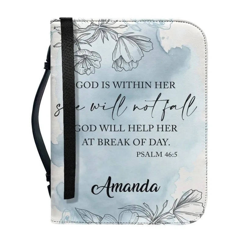 Custom Bible Cover with Psalm 46:5 Verse - Watercolor Floral Design - CHRISTIANARTBAG CAB04030324.