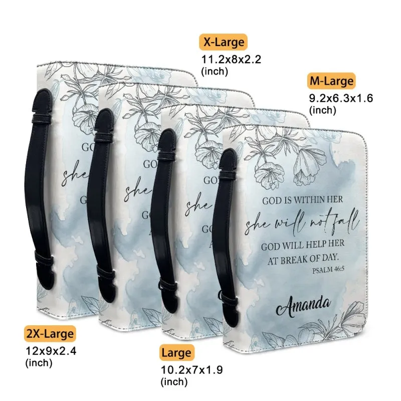 Custom Bible Cover with Psalm 46:5 Verse - Watercolor Floral Design - CHRISTIANARTBAG CAB04030324.