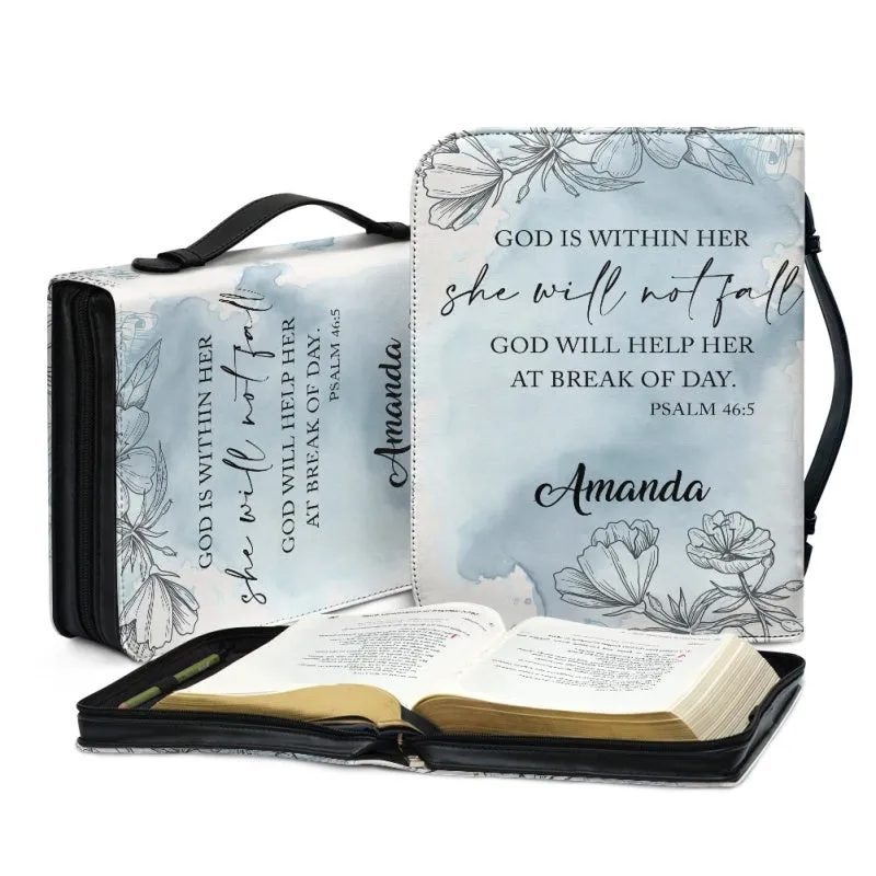 Custom Bible Cover with Psalm 46:5 Verse - Watercolor Floral Design - CHRISTIANARTBAG CAB04030324.