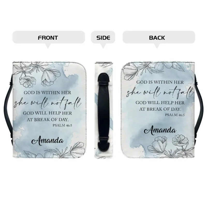 Custom Bible Cover with Psalm 46:5 Verse - Watercolor Floral Design - CHRISTIANARTBAG CAB04030324.