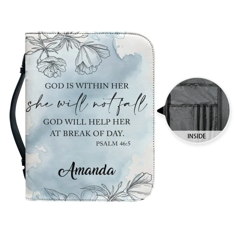 Custom Bible Cover with Psalm 46:5 Verse - Watercolor Floral Design - CHRISTIANARTBAG CAB04030324.