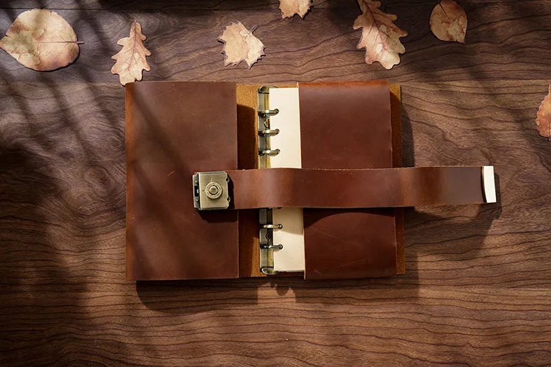 Full Grain Leather Code Sketchbook, Lock Journal Password Notebook Leather Code Journal A6 Leather Journal
