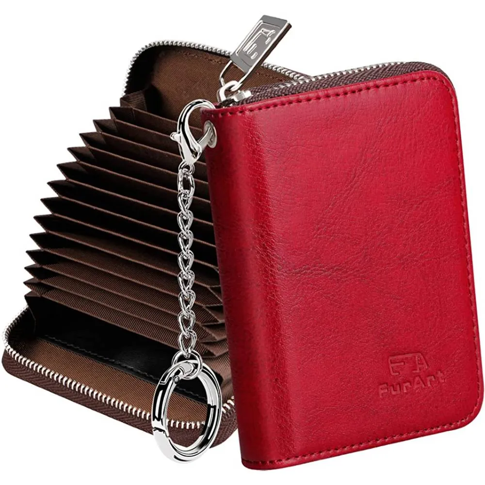 FurArt Credit Card Wallet, Zipper Card Cases Holder for Men Women, RFID Blocking, Keychain Wallet, Compact Size | Multiple Colors