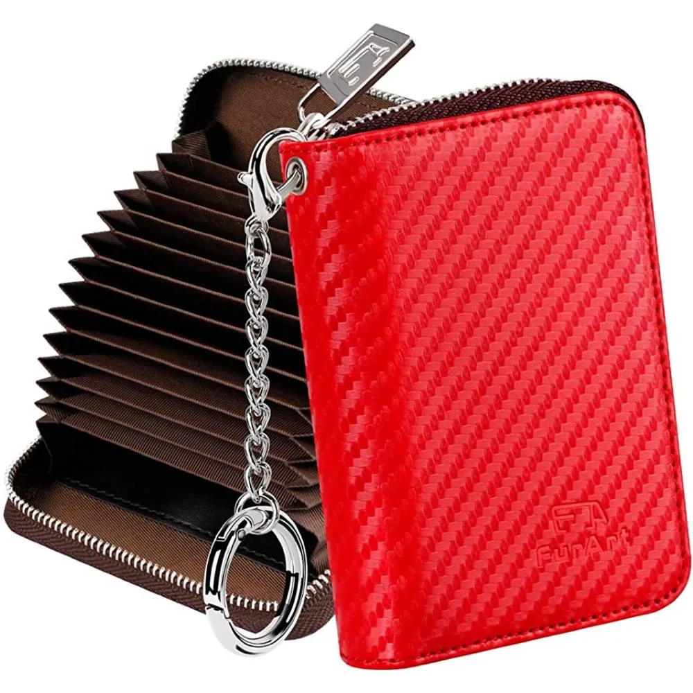 FurArt Credit Card Wallet, Zipper Card Cases Holder for Men Women, RFID Blocking, Keychain Wallet, Compact Size | Multiple Colors