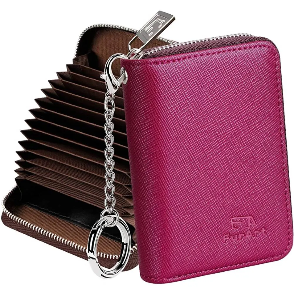 FurArt Credit Card Wallet, Zipper Card Cases Holder for Men Women, RFID Blocking, Keychain Wallet, Compact Size | Multiple Colors