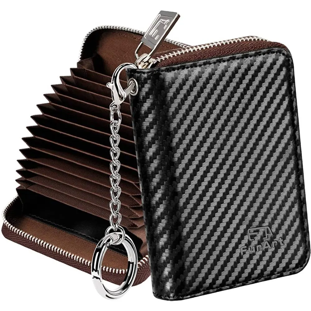 FurArt Credit Card Wallet, Zipper Card Cases Holder for Men Women, RFID Blocking, Keychain Wallet, Compact Size | Multiple Colors