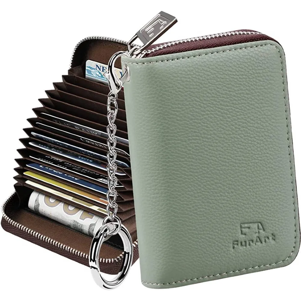 FurArt Credit Card Wallet, Zipper Card Cases Holder for Men Women, RFID Blocking, Keychain Wallet, Compact Size | Multiple Colors
