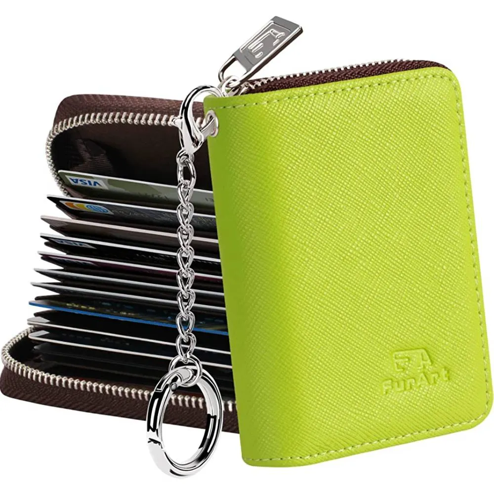 FurArt Credit Card Wallet, Zipper Card Cases Holder for Men Women, RFID Blocking, Keychain Wallet, Compact Size | Multiple Colors