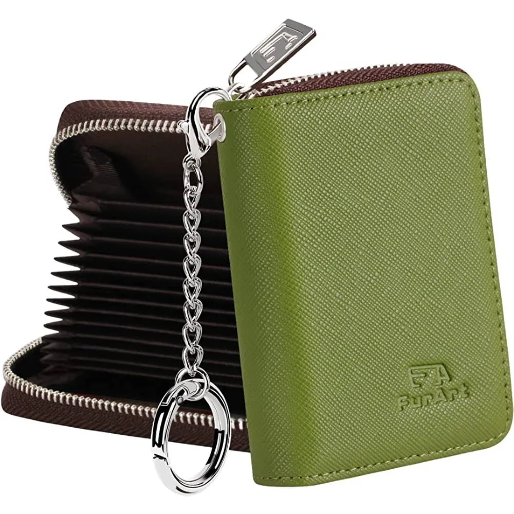 FurArt Credit Card Wallet, Zipper Card Cases Holder for Men Women, RFID Blocking, Keychain Wallet, Compact Size | Multiple Colors