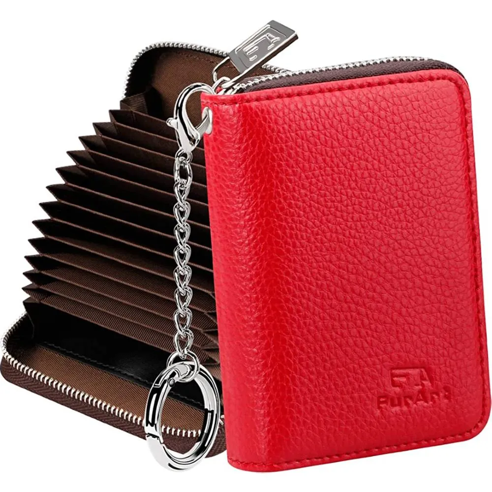 FurArt Credit Card Wallet, Zipper Card Cases Holder for Men Women, RFID Blocking, Keychain Wallet, Compact Size | Multiple Colors