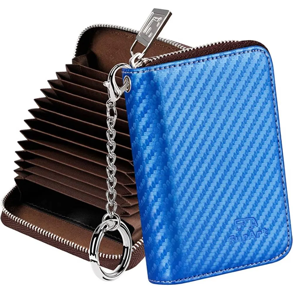 FurArt Credit Card Wallet, Zipper Card Cases Holder for Men Women, RFID Blocking, Keychain Wallet, Compact Size | Multiple Colors