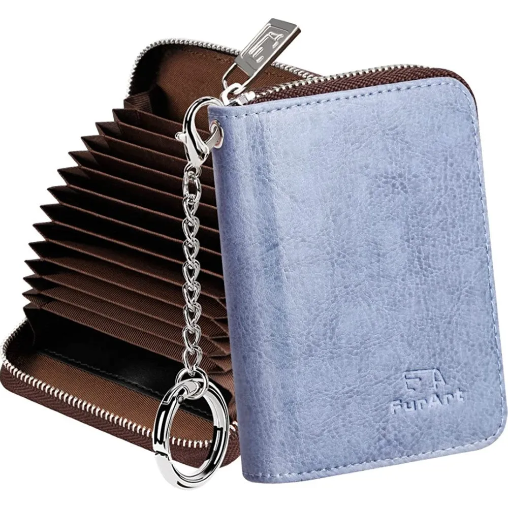 FurArt Credit Card Wallet, Zipper Card Cases Holder for Men Women, RFID Blocking, Keychain Wallet, Compact Size | Multiple Colors