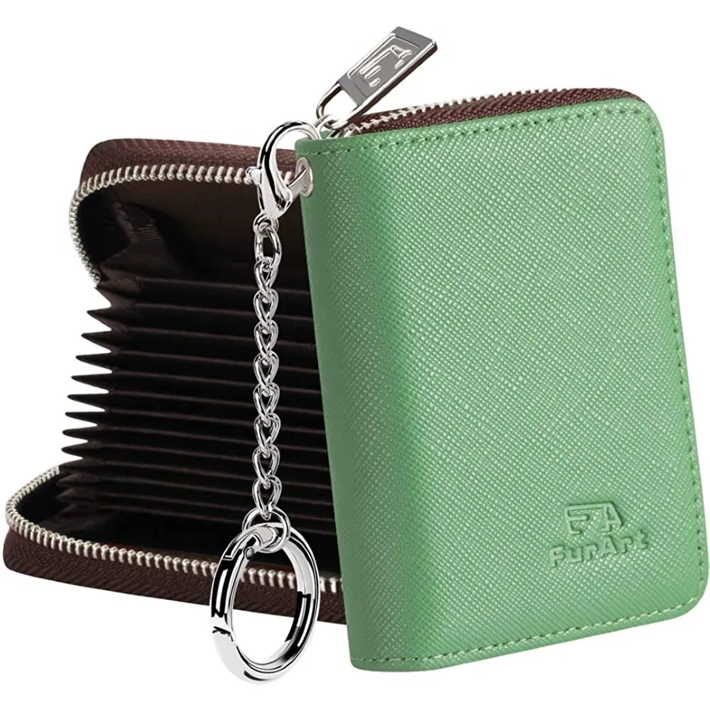 FurArt Credit Card Wallet, Zipper Card Cases Holder for Men Women, RFID Blocking, Keychain Wallet, Compact Size | Multiple Colors