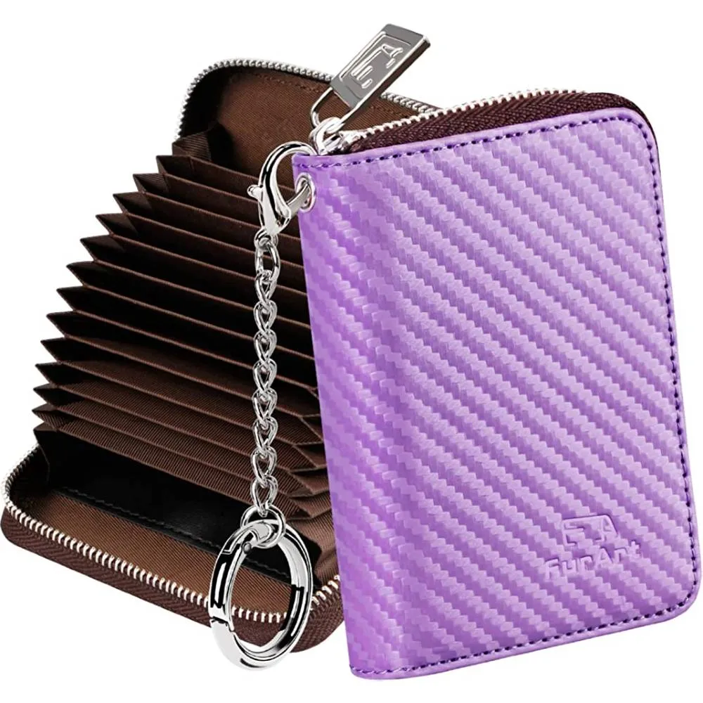 FurArt Credit Card Wallet, Zipper Card Cases Holder for Men Women, RFID Blocking, Keychain Wallet, Compact Size | Multiple Colors