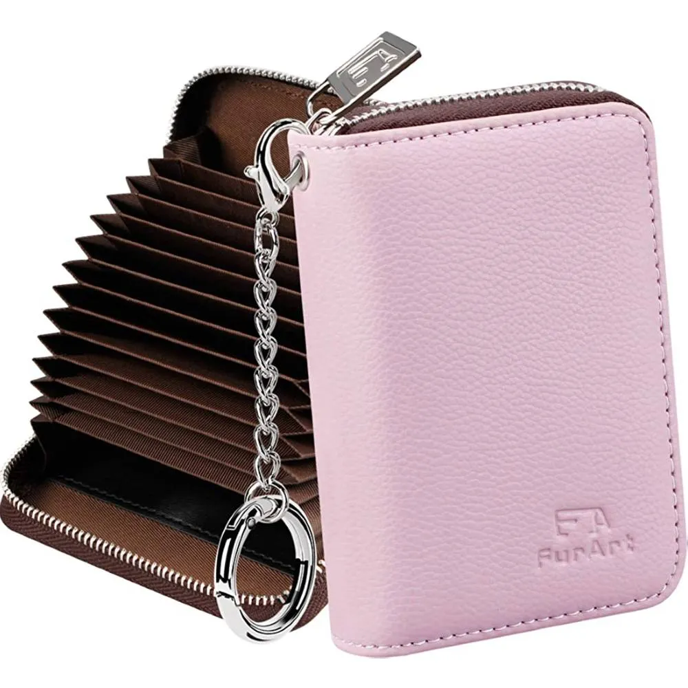 FurArt Credit Card Wallet, Zipper Card Cases Holder for Men Women, RFID Blocking, Keychain Wallet, Compact Size | Multiple Colors
