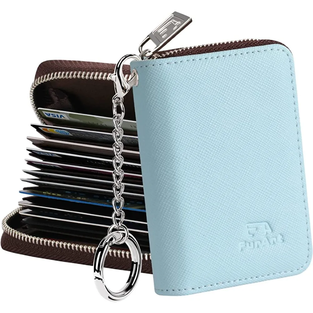 FurArt Credit Card Wallet, Zipper Card Cases Holder for Men Women, RFID Blocking, Keychain Wallet, Compact Size | Multiple Colors