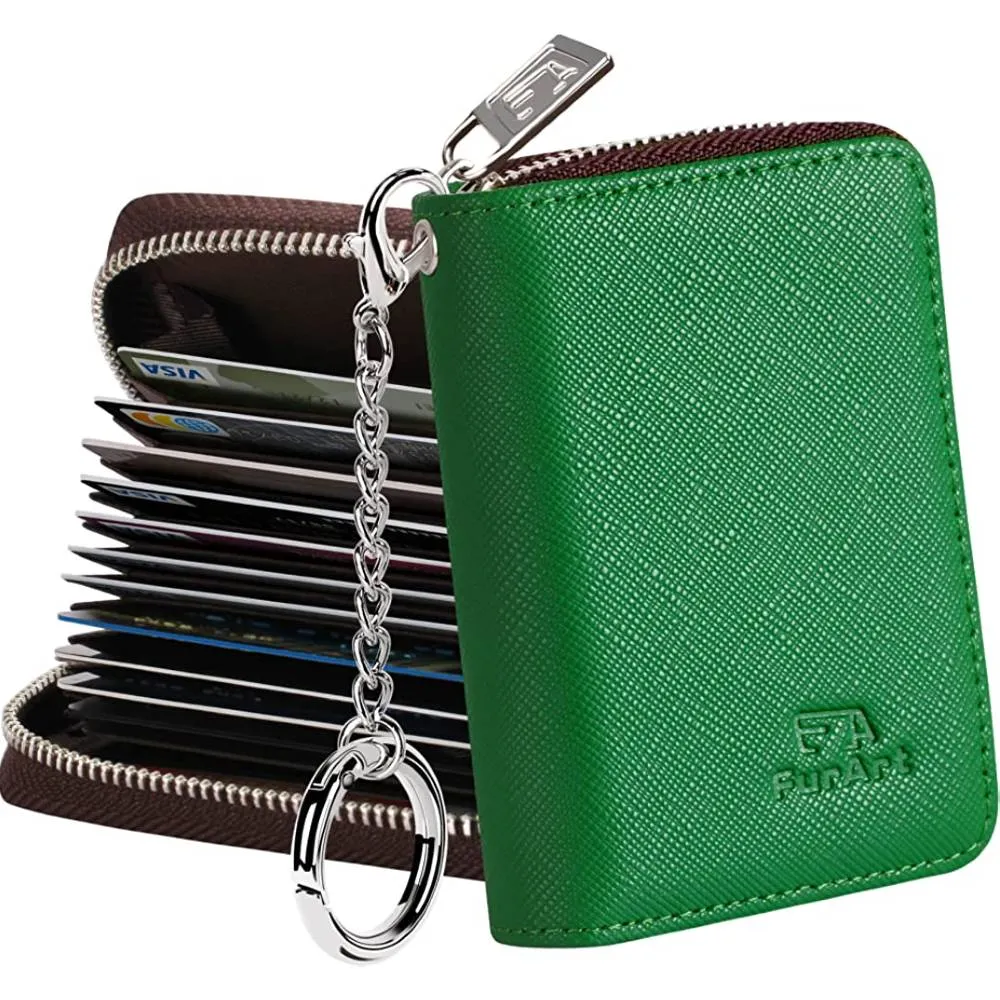 FurArt Credit Card Wallet, Zipper Card Cases Holder for Men Women, RFID Blocking, Keychain Wallet, Compact Size | Multiple Colors