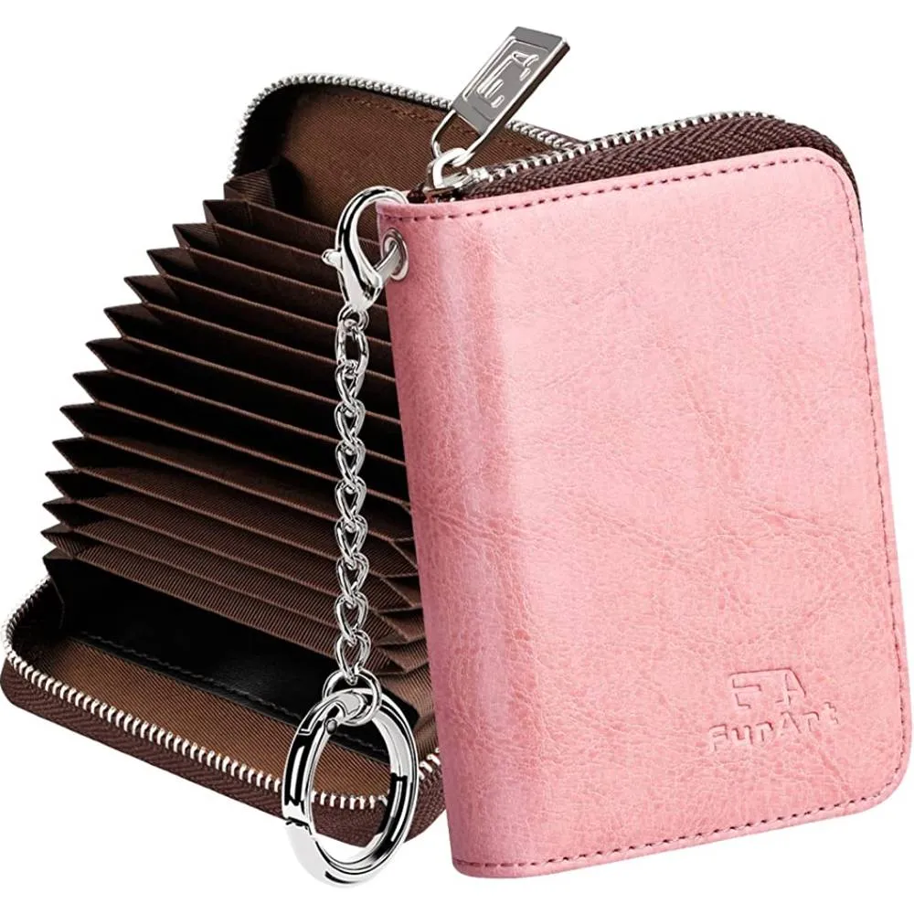 FurArt Credit Card Wallet, Zipper Card Cases Holder for Men Women, RFID Blocking, Keychain Wallet, Compact Size | Multiple Colors