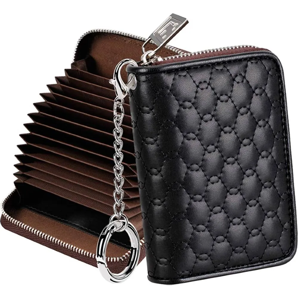 FurArt Credit Card Wallet, Zipper Card Cases Holder for Men Women, RFID Blocking, Keychain Wallet, Compact Size | Multiple Colors