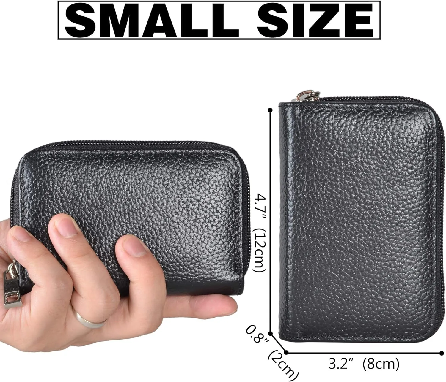 Genuine Leather Credit Card Holder Zipper Wallet