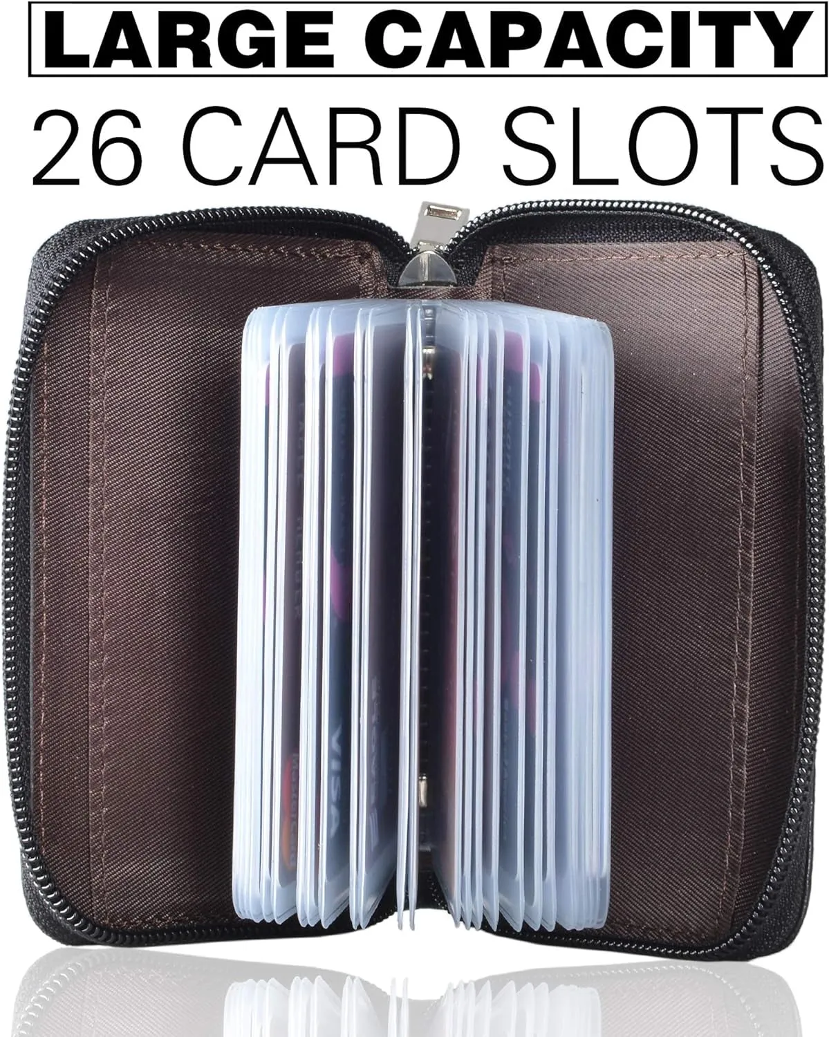 Genuine Leather Credit Card Holder Zipper Wallet