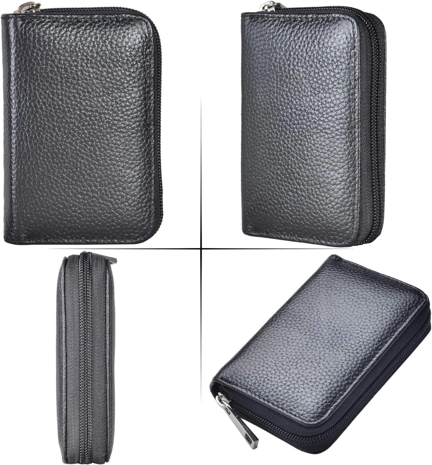 Genuine Leather Credit Card Holder Zipper Wallet