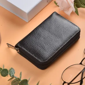 Genuine Leather Credit Card Holder Zipper Wallet