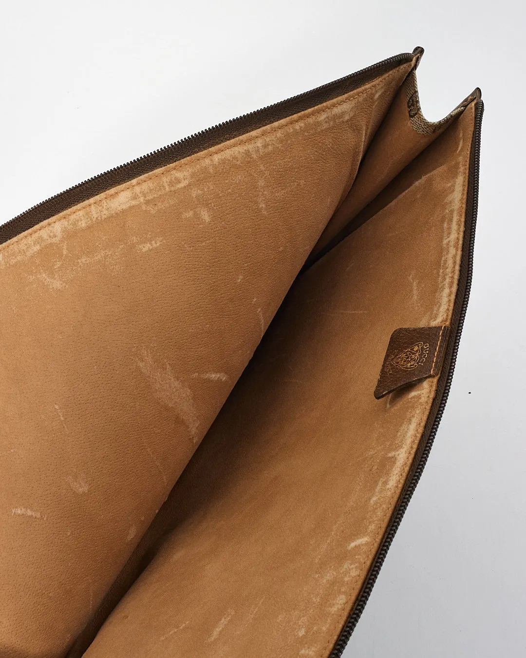 Gucci Brown GG Canvas with Leather Trim Laptop Sleeve