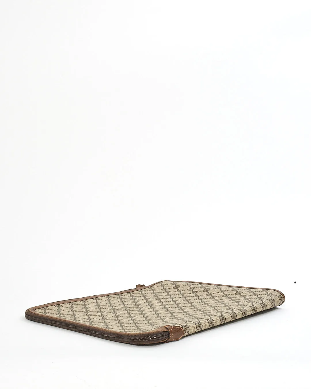 Gucci Brown GG Canvas with Leather Trim Laptop Sleeve