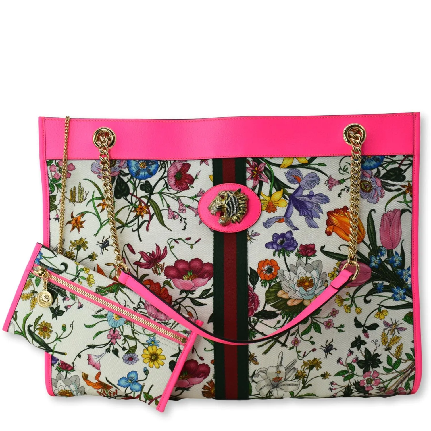 GUCCI Floral Rajah Large Canvas Leather Tote Bag Multicolor 537219