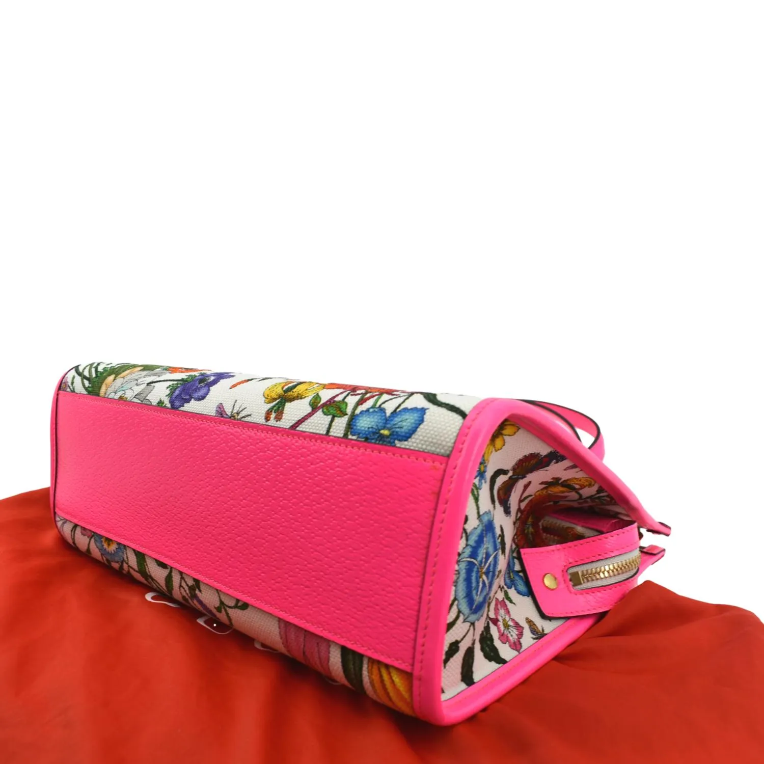 GUCCI Medium Flora Canvas Tote Shoulder Bag Pink 550141