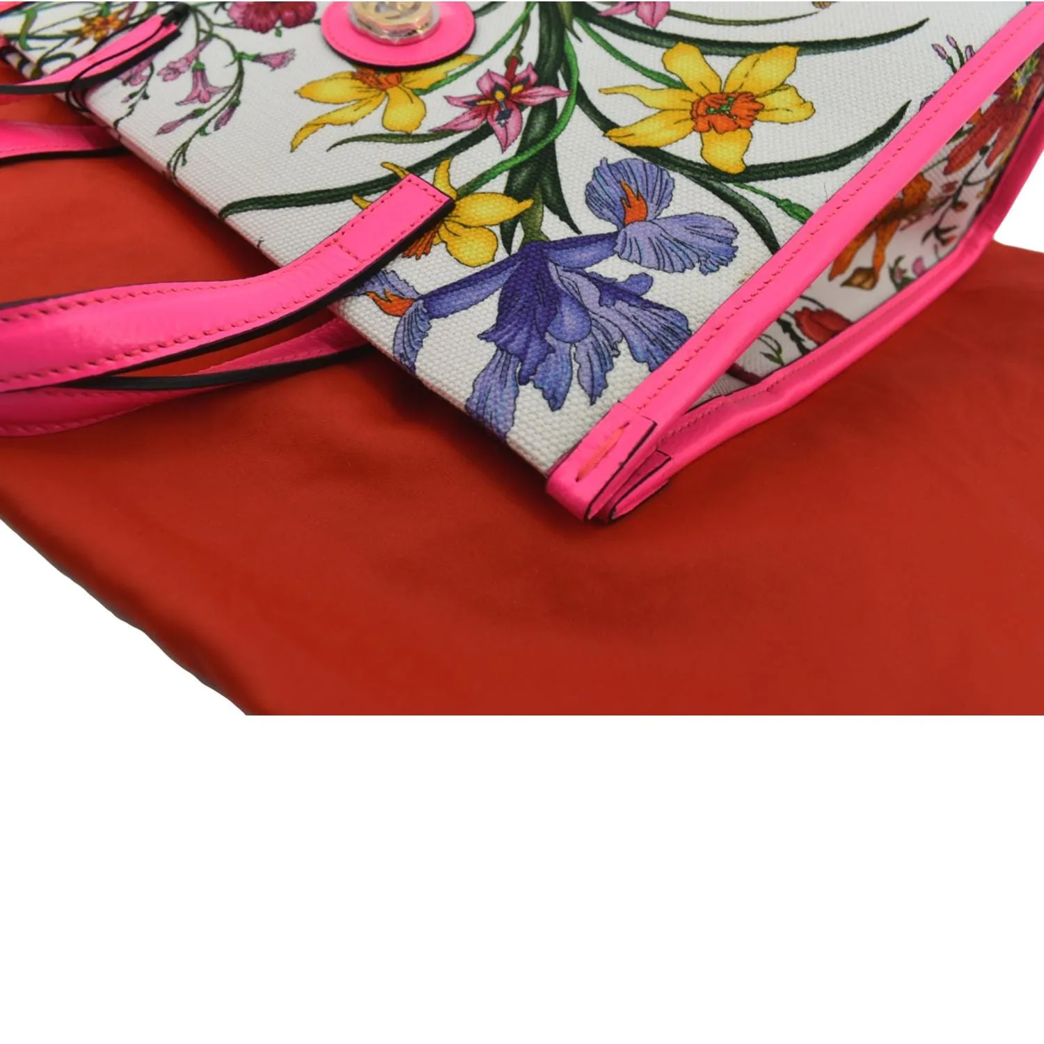 GUCCI Medium Flora Canvas Tote Shoulder Bag Pink 550141