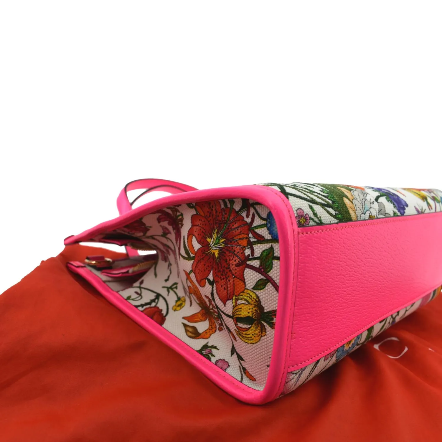 GUCCI Medium Flora Canvas Tote Shoulder Bag Pink 550141